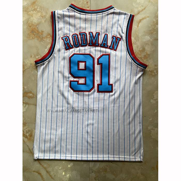Camiseta Chicago Bulls Dennis Rodman NO 91 Mitchell & Ness 1996-97 Blanco